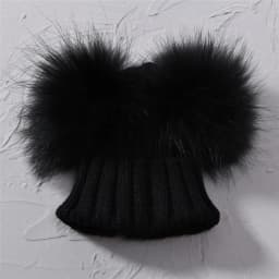 Winter Baby Knit Hat With Two Fur Pompoms Boy Girls Natural Fur Ball Beanie Kids Caps Double Real Fur Pom Pom Hat for Children