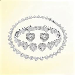 2026 Original High Quality Round Heart Necklace Earrings Open Ring Bracelet Fashion Women's Fine Jewelry Set Romantic Gift
