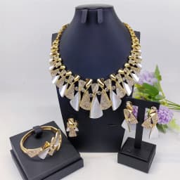 Fashion Luxury Jewelry Set High Quality Gorgeous Two Tone Design For Women Bridal Wedding Engagement Jewelry Italian