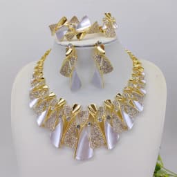 Fashion Luxury Jewelry Set High Quality Gorgeous Two Tone Design For Women Bridal Wedding Engagement Jewelry Italian