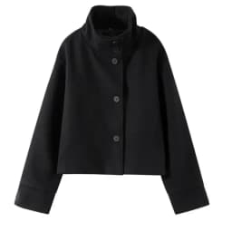Chic High Neck Wool Coat Women Oversized Loose Short Jacket Asymmetric Button Design Warm Thick Streetwear Lady Daily Outer Coat