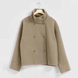 Chic High Neck Wool Coat Women Oversized Loose Short Jacket Asymmetric Button Design Warm Thick Streetwear Lady Daily Outer Coat