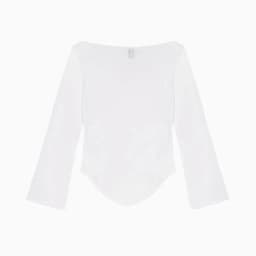 Cou Three-Quarter Sleeve Top, Off-Shoulder Boat Neck Short Lace Design, Retro Bell Sleeves, Slim Fit, Flattering for a Hot Girl Look, Three-Quarter Sleeve Base Shirt, Pure Desire Style, Can Be Worn as an Inner or Outer Layer