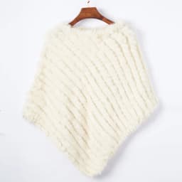 Women's Real Rabbit Fur Poncho Vest Natural Leather Winter Jacket Wrap Coat Shawl  Wedding Party Knitted Fur Vest Wholesale