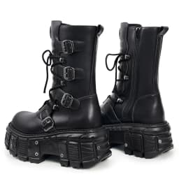 Heavy metal platform Booties dark punk heightened lace-up high boots Female zip rock biker Thick Bottom Shoes Street Shot Knight