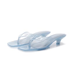 Minimalist Parisian Heeled PVC Sandals Women's Open Toe Post Kitten Heel Sleek Slip On Shoes Summer Casual Poolside Beach Sandal