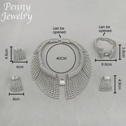 Original Rhinestones Jewelry Set for Women Collar Exaggerated Zirconia Necklace Earring Bracelet Ring Wedding Party Gifts
