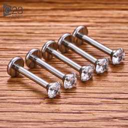 50/100Pcs ASTM F136 Titanium Labret Piercing 16G Flatback CZ Ear Lip Stud Cartilage Tragus Earring Tongue Stud Body Jewelry