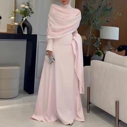 Women's Shawl Style Long Sleeve Tight Slimming Long Big Hem Dress Elegant Graceful Banquet Date Commute Versatile Evening Dress