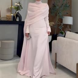 Women's Shawl Style Long Sleeve Tight Slimming Long Big Hem Dress Elegant Graceful Banquet Date Commute Versatile Evening Dress