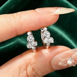 Lnngy Bezel Set Round Moissanite Hoop Earrings For Women 14K Gold Filled Five Stones Circel Earring Trend Jewelry Gift