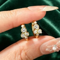 Lnngy Bezel Set Round Moissanite Hoop Earrings For Women 14K Gold Filled Five Stones Circel Earring Trend Jewelry Gift