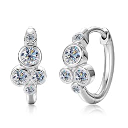Lnngy Bezel Set Round Moissanite Hoop Earrings For Women 14K Gold Filled Five Stones Circel Earring Trend Jewelry Gift