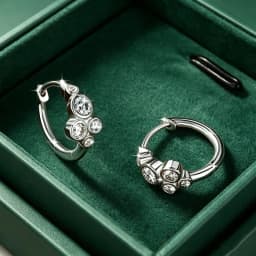 Lnngy Bezel Set Round Moissanite Hoop Earrings For Women 14K Gold Filled Five Stones Circel Earring Trend Jewelry Gift