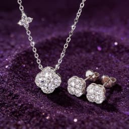 3 In 1 Clover Flower Moissanite Jewelry Sets 14k Gold Filled GRA Certified Necklace Earrings Bracelet Sets for Women Lucky Charm