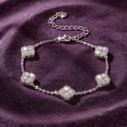 3 In 1 Clover Flower Moissanite Jewelry Sets 14k Gold Filled GRA Certified Necklace Earrings Bracelet Sets for Women Lucky Charm