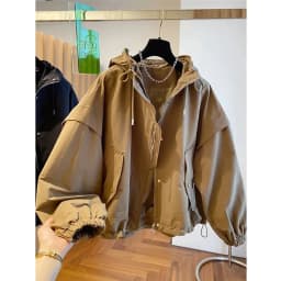 Summer Women Thin Jacket 2026 New Casual Short Jacket Top Loose Breathable Drawstring windbreaker Hooded Sun Protection Clothes