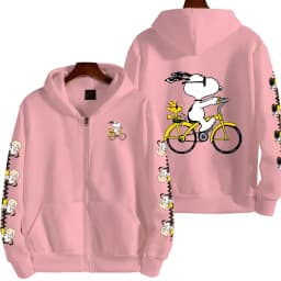 Snoopy Cycling Men's Cartoon Autumn/Winter Zipper Hoodie Women's Street Casual Fashion Couple Sports Hoodie