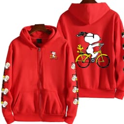Snoopy Cycling Men's Cartoon Autumn/Winter Zipper Hoodie Women's Street Casual Fashion Couple Sports Hoodie
