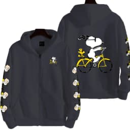 Snoopy Cycling Men's Cartoon Autumn/Winter Zipper Hoodie Women's Street Casual Fashion Couple Sports Hoodie