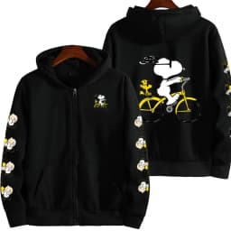 Snoopy Cycling Men's Cartoon Autumn/Winter Zipper Hoodie Women's Street Casual Fashion Couple Sports Hoodie