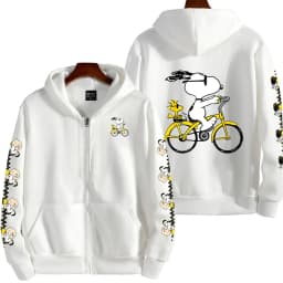 Snoopy Cycling Men's Cartoon Autumn/Winter Zipper Hoodie Women's Street Casual Fashion Couple Sports Hoodie