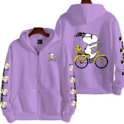 Snoopy Cycling Men's Cartoon Autumn/Winter Zipper Hoodie Women's Street Casual Fashion Couple Sports Hoodie
