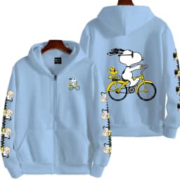 Snoopy Cycling Men's Cartoon Autumn/Winter Zipper Hoodie Women's Street Casual Fashion Couple Sports Hoodie