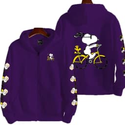 Snoopy Cycling Men's Cartoon Autumn/Winter Zipper Hoodie Women's Street Casual Fashion Couple Sports Hoodie