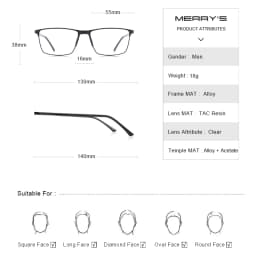 MERRYS DESIGN Men Titanium Alloy Glasses Frame Business Style Male Square Ultralight Eye Myopia Prescription Eyeglasses S2170