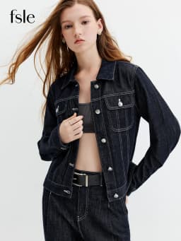 FSLE【Premium Series】Vintage Y2K Denim Jacket Jeans Set Slim Trucker Coat Straight Leg Jeans Co-ord for Retro Street Chic Style