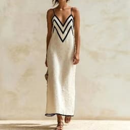 Women's Elegant Spaghetti Strap Square Collar Party Dress Summer Sleeveless Backless Striped Print Patchwork Ladies Maxi Dress