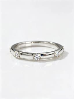 Real Moissanite Diamond Simple Round Shiny Stacked Ring For Women Party 925 Sterling Silver Luxury Personalized Fine Jewelry
