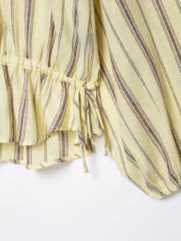 BSAY 2026 Women Striped Stand Collar Jacket Detachable Shoulder Button Coat Drawstring Hem Long Sleeve Casual Loose Outerwear