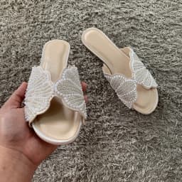 2026 Summer Outside Shoes Peep Toe Women Sandals Casual Beach Comfortable Slides Embellished Shell Studded Diamond Flat Slippers