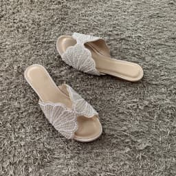 2026 Summer Outside Shoes Peep Toe Women Sandals Casual Beach Comfortable Slides Embellished Shell Studded Diamond Flat Slippers