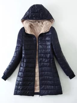 Autumn and Winter New Mid Autumn Long Hooded Cotton Jacket with Fleece for Warmth, Women's Coat