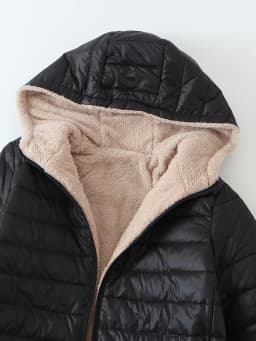 Autumn and Winter New Mid Autumn Long Hooded Cotton Jacket with Fleece for Warmth, Women's Coat
