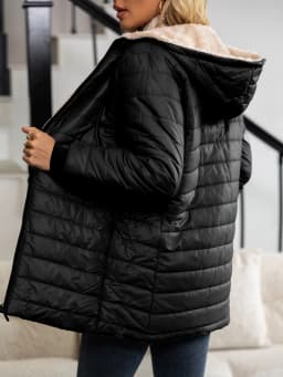 Autumn and Winter New Mid Autumn Long Hooded Cotton Jacket with Fleece for Warmth, Women's Coat