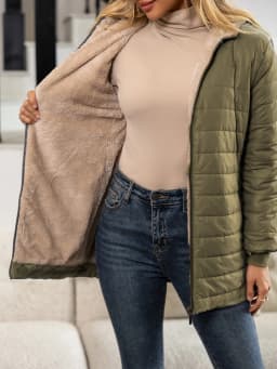 Autumn and Winter New Mid Autumn Long Hooded Cotton Jacket with Fleece for Warmth, Women's Coat