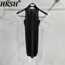 HKSH Spring Summer New Men's Tide Elastic Simple Fashion Slim-Fit Tank Top Dark RO Style Chic Ins Women Vest Cotton Tops HK20981