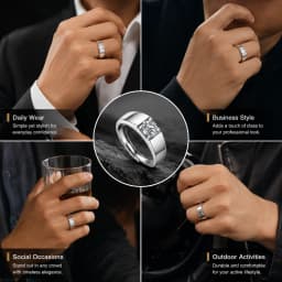 LongZhe Moissanite Ring for Men Rings for Men 925 Sterling Silver Adjustable Open Ring 1CT 6.5mm Fine Jewelry Gift