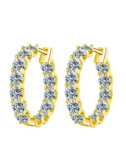Gorgeous 0.1ct Real Moissanite Diamond Round Earrings Wedding Fashion Hoop Earring for Women Wedding Jewelry