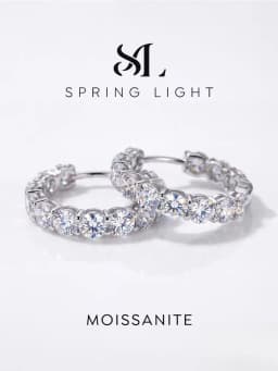 Gorgeous 0.1ct Real Moissanite Diamond Round Earrings Wedding Fashion Hoop Earring for Women Wedding Jewelry