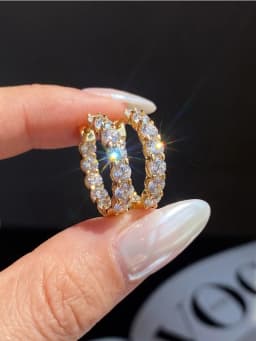 Gorgeous 0.1ct Real Moissanite Diamond Round Earrings Wedding Fashion Hoop Earring for Women Wedding Jewelry