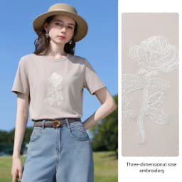 I BELIEVE YOU Elegant Casual Round Neck Short Sleeved T-Shirt 2026 Summer New Flower Embroidered Commuter Top Women 2263016343