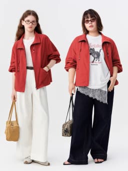 DUSHU Retro-style Stand-up Collar Short Jacket Autumn Drawstring Short Coat Floral Print Commuting H-Shape Casual Jacket Pockets