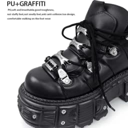New Women Shoes Punk Style Lace-up Heel Height 8CM Platform Shoes Woman Gothic Ankle Rock Boots Metal Decor Women Sneakers 2026