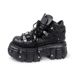 New Women Shoes Punk Style Lace-up Heel Height 8CM Platform Shoes Woman Gothic Ankle Rock Boots Metal Decor Women Sneakers 2026