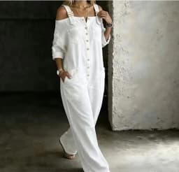 Sexy Off Shoulder Denim Overall Jumpsuit Pockets Wide Leg Playsuit